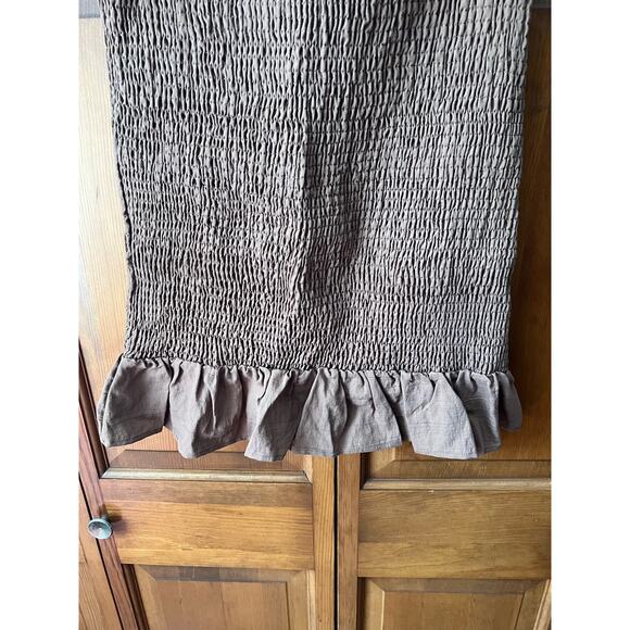 NWT By Anthropologie Off-The-Shoulder Smocked Mini Dress Chocolate Brown Size L - Picture 3 of 13